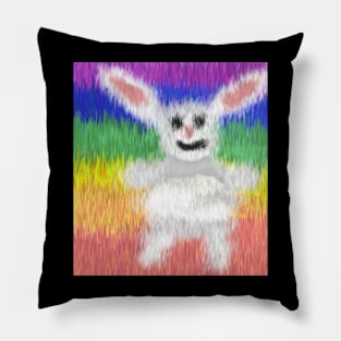 painting colorful grass with rabbit Pillow