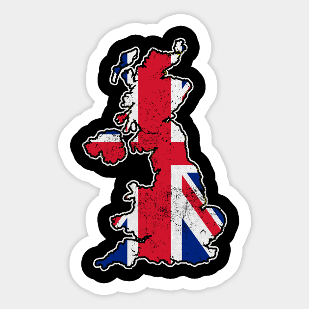 Uk Flag Map Great Britain Flag Sticker Teepublic