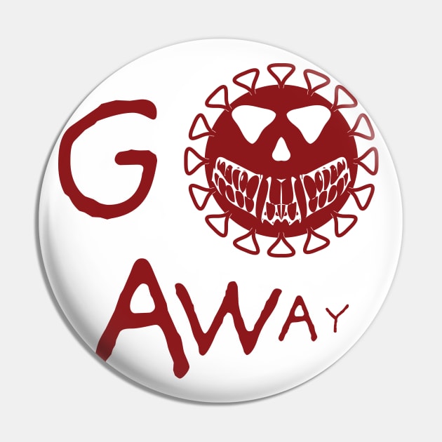 Go Away Microorganism Smiling Coronavirus Skull Pin by PelagiosCorner