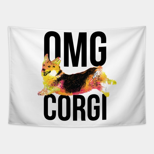 OMG Corgi Tapestry by polliadesign