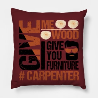 Bearded Carpenter Woodworker Handyman Make Wood & Furniture - Carpenter Pillow