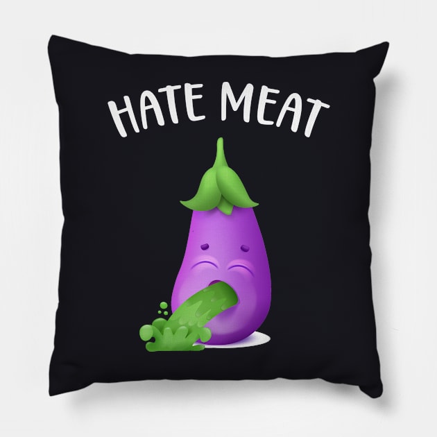 Hate Meat funny veggie Eggplant vomiting Pillow by Foxxy Merch