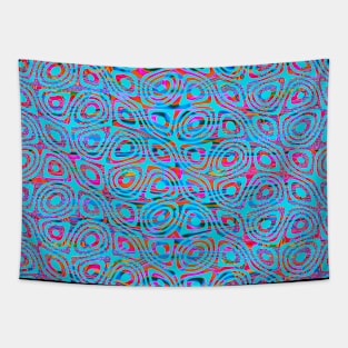 Blue Curves and Currents Abstract Silhouette Art Tapestry