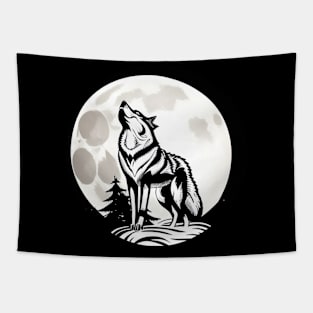 Full Moon Wolf Tapestry