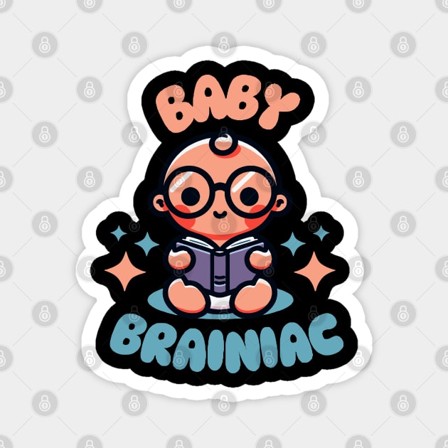 Baby Brainiac | Cute design for genius baby | Cute baby reading a book Magnet by Nora Liak