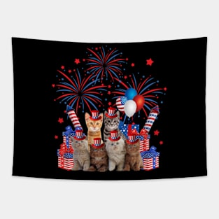 Independence Cat US American Flag Women Men 4th Of July Gift Tapestry