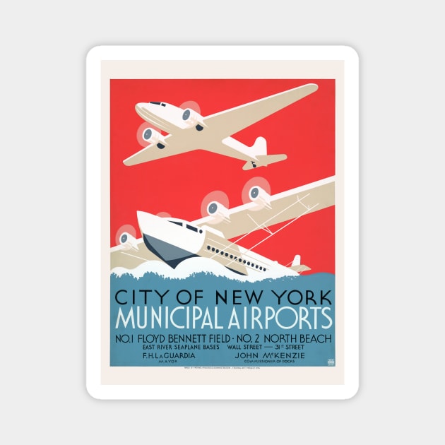 City of New York Municipal Airports Vintage Poster 1937 Magnet by vintagetreasure