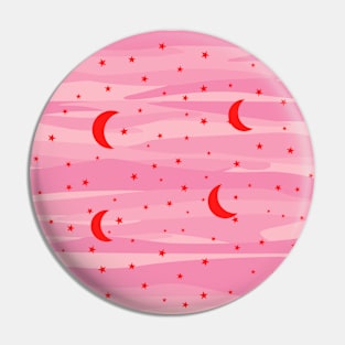 Pink Tones Night Sky - Moon & Stars Seamless Pattern Pin