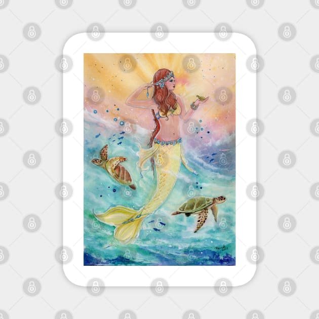 Sunshine sea mermaid by Renee Lavoie Magnet by ReneeLLavoie