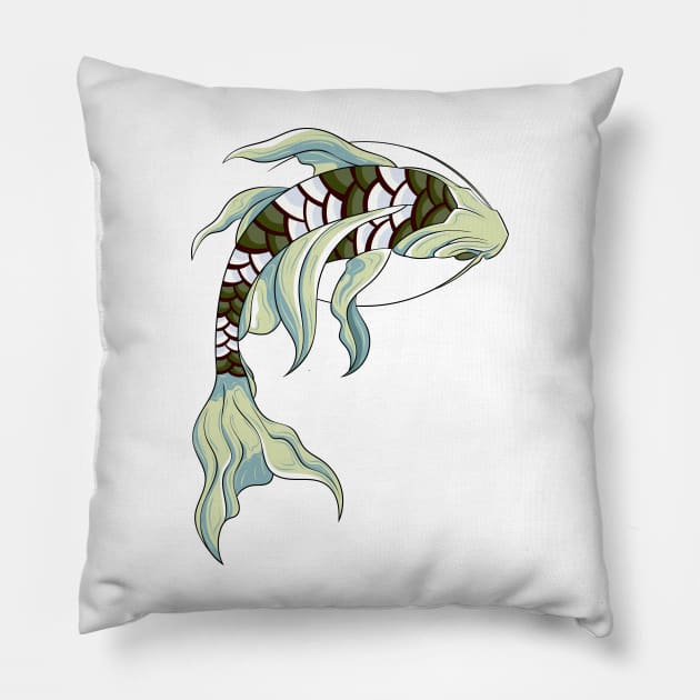 The great Japanese Koi Fish 2 - Yabisan - vector art Pillow by Yabisan_art