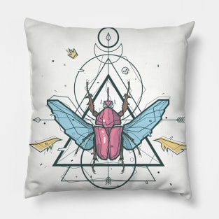 Graffiti Style Beetle and Triangles II Pillow