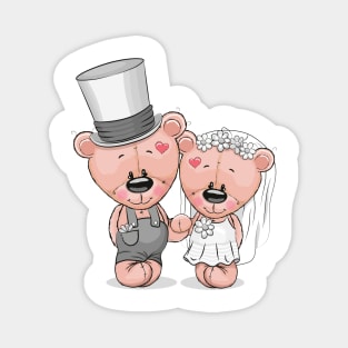 Cute newlywed teddy bears. Magnet