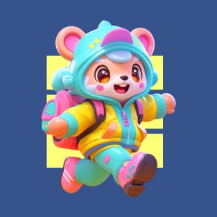 AKBLM - MUNCHKIN マンチカン KUMA | CUTE 3D ANIME COLOR POP MASCOT T-Shirt