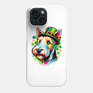 Wire Fox Terrier Dons Leprechaun Hat for St Patrick's Day Phone Case