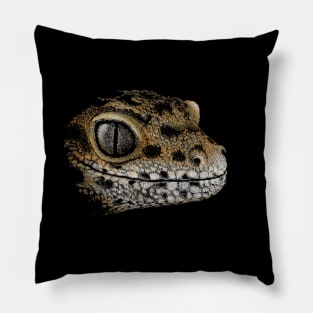 Artsy Lizard Drawing | Staring Leopard-Gecko Pillow