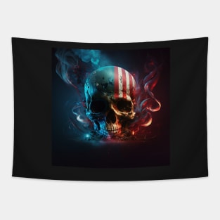 American Flag and Skull Art Tapestry