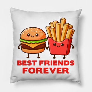 Hamburger and French Fries Best Friends Forever Pillow