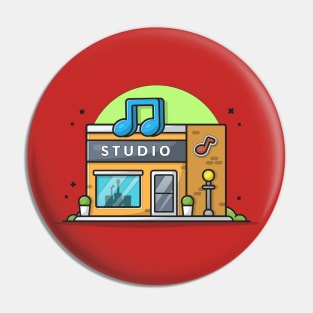 Modern Recording Industry Studio Building Architecture Cartoon Vector Icon Illustration Pin