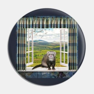 Back Home Ferret - Window Ferrets art Pin