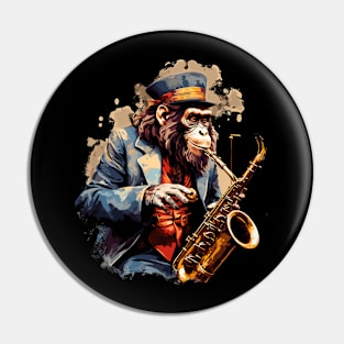 Monkey Playing Saxophone Pin