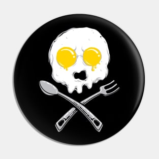 Fried Egg Skull and Crossbones Pin