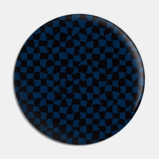 Warped Checkerboard, Black and Blue Pin