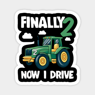 Kids Finally 2 2nd Birthday Gift Boy Tractor Magnet