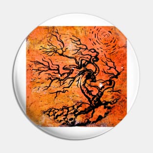 Old and Ancient Tree - Orange Tones Pin