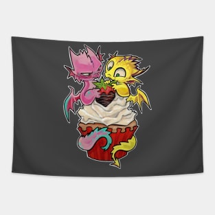 Strawberry thief cupcake dragons Tapestry