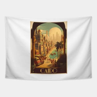 Cairo Egypt Streetscape Vintage Travel Art Poster Tapestry