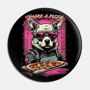 Share a Pizza Cyberpunk Dog Pin