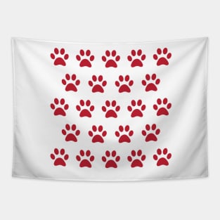 Red Paw Print Tapestry