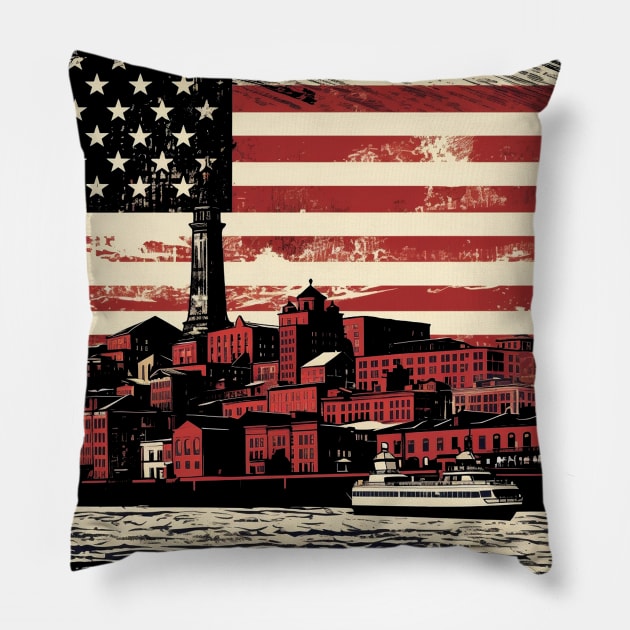 Portland Maine Skyline City of USA Pillow by Andrew World