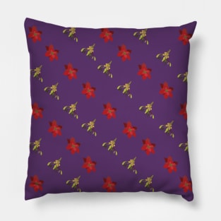 Poinsettia and Mistletoe Christmas Botanical Pattern Pillow