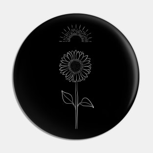 Minimalist Sunflower Line Art Drawing Pin