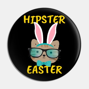 Hipster Easter modern stylish cat Easter bunny rabbit saying Pin