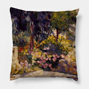 The Flowered Terrace by Henri-Edmond Cross Pillow