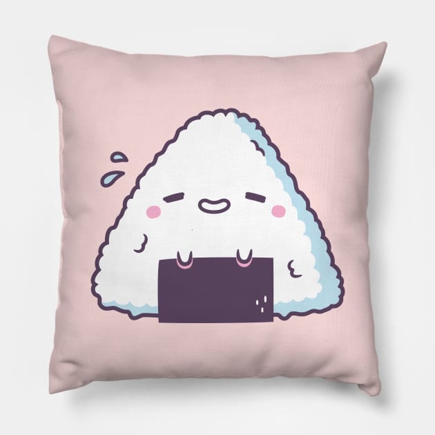 Cute Shy Onigiri Japanese Rice Ball Pillow by rustydoodle