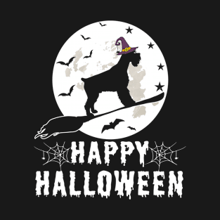 Schnauzer Dog Witch Happy Halloween Funny T-Shirt