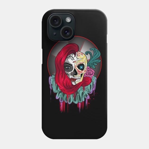 Sugar Skull Jester Girl Clown Phone Case by Trendy Black Sheep