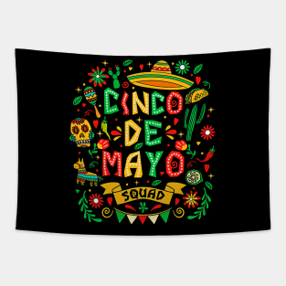 Let's Fiesta Cinco De Mayo Fiesta Squad Sombrero Hat Mexican Tapestry