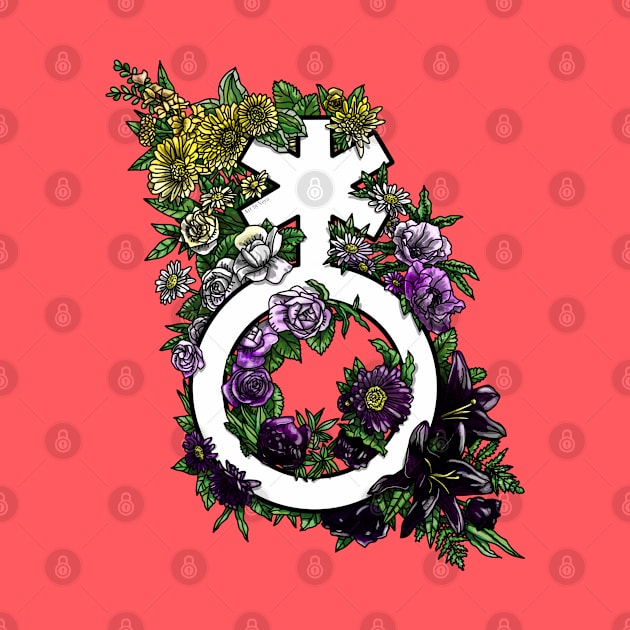 Non-binary Symbol Flowers Enby by Art by Veya