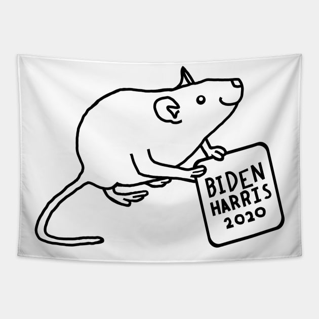 Rat with Biden Harris Sign Outline Tapestry by ellenhenryart