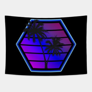 Synthwave Retro Hex Sunset Design Tapestry