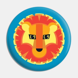 Colourful Lion Geometric Shapes Pin