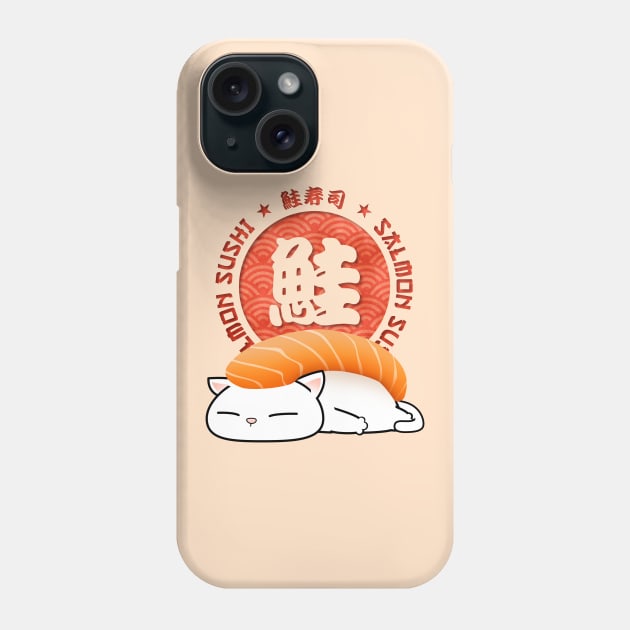 Chubby Cat Salmon Sushi Phone Case by Takeda_Art