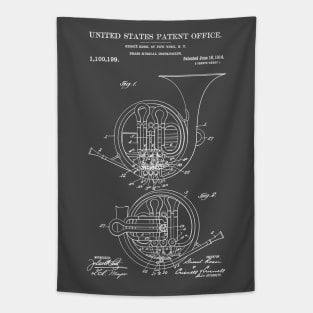 French Horn Patent White Tapestry