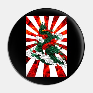 Japan Rising Sun Green Dragon Pin