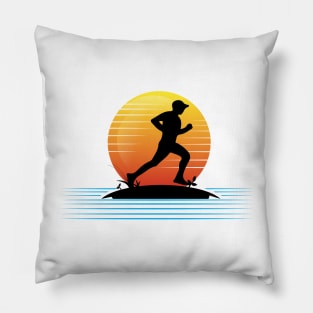 Sunset man running Pillow