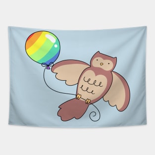 Rainbow Balloon Owl Tapestry